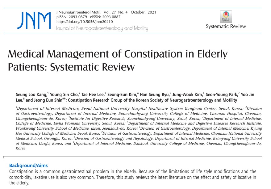Kang2021 2022 Updates Pegclear Among Laxatives Polyethylene Glycol is Safe and Effective in Long-term Use of About 6 Months in Elderly Patients